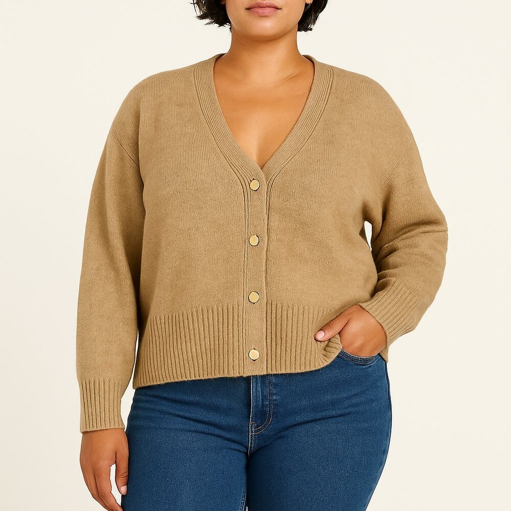 MOTF Oversized Mohair Cardigan – Beige, Size Large